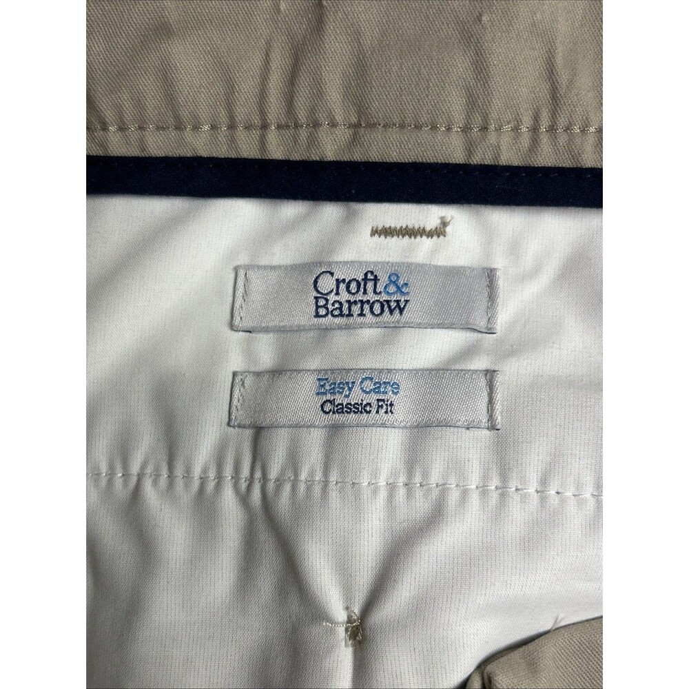 Croft & Barrow Chino Pants Men's 32x34 Beige Classic Fit Khaki Pleated Cotton - Picture 10 of 16